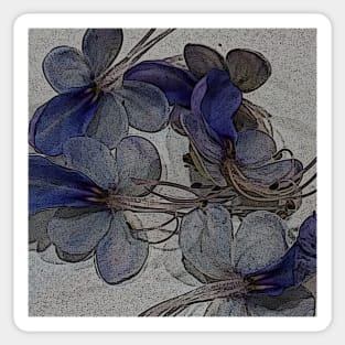 Gray and Blue Botanical Pillows Blue Butterfly Flower Glory Bower Wings Sticker